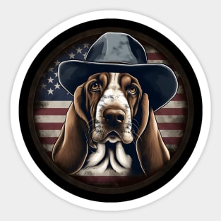 Patriotic Basset Hound Sticker